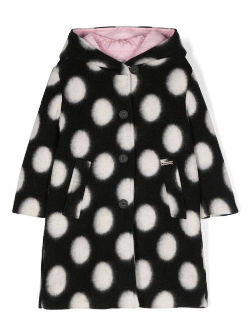 Polka-dot hooded coat - Black