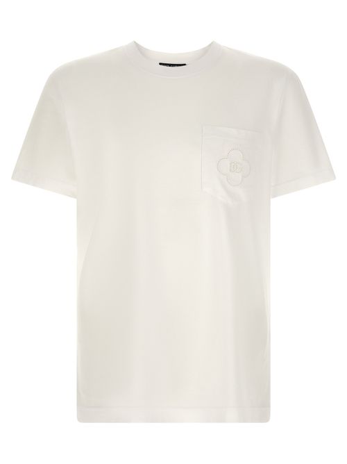 Embroidered Logo Pocket Cotton T-Shirt — White