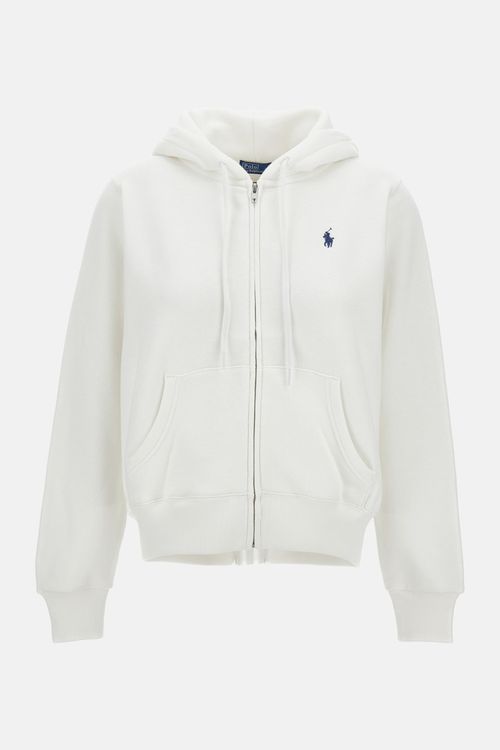 White Logo Zip-Up Hoodie
