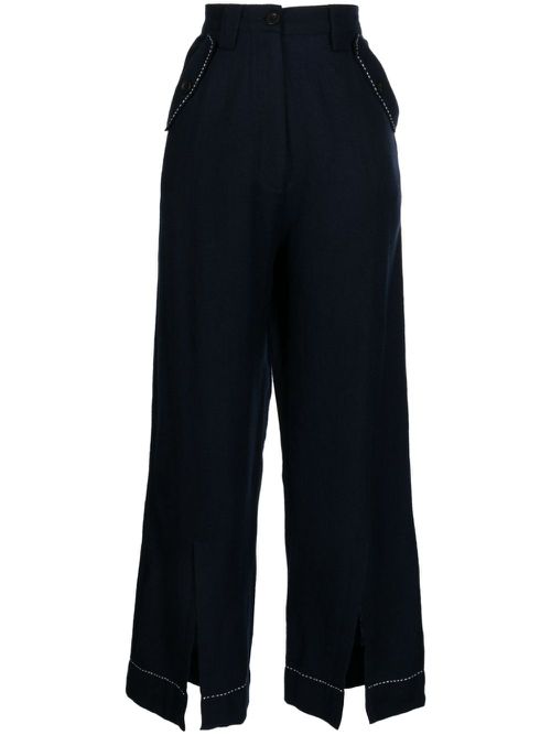 Wide-leg cropped trousers - Blue