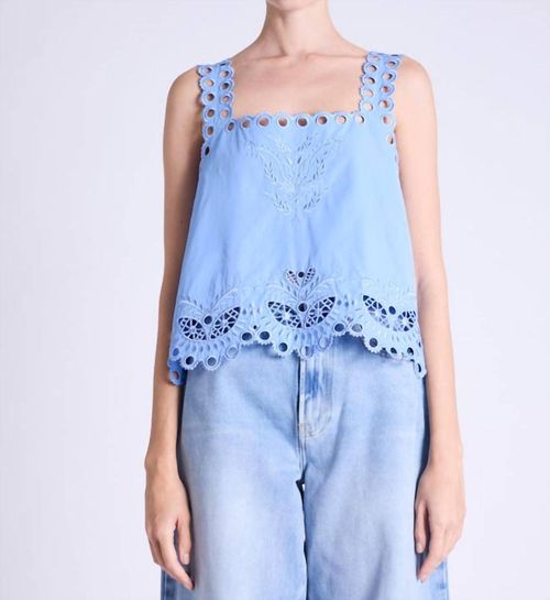 Tista Embroidered Top In Light Blue