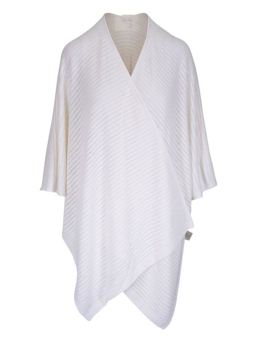 Kinross Cashmere linen poncho - White