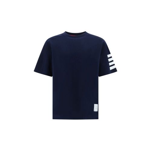 Horizontal-Striped Cotton T-Shirt — Navy