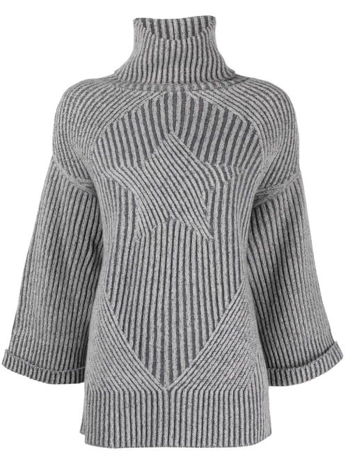Star-embroidered roll-neck jumper - Grey