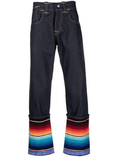 Stripe-detail straight-leg jeans - Blue
