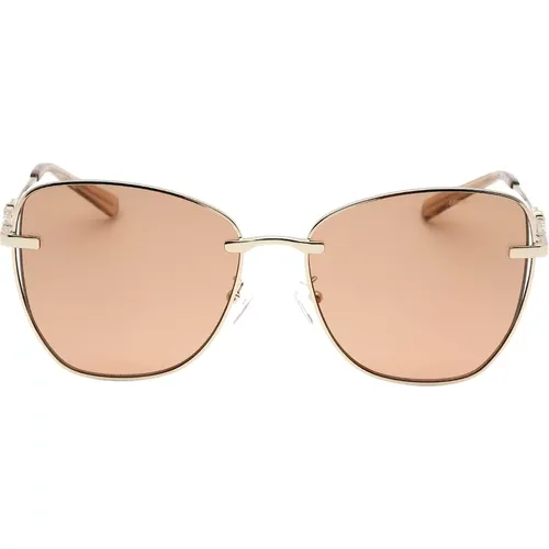 Women's Michael Kors Light Brown Lens Shiny Light Gold Sunglasses - Size: ONE size