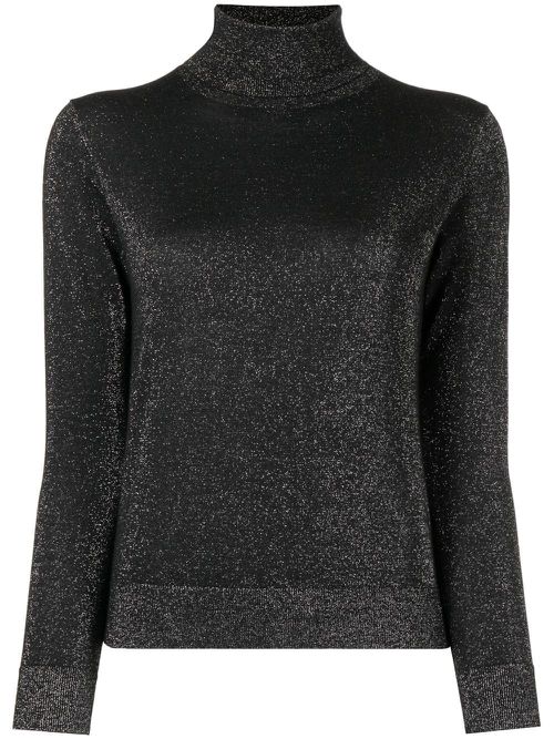 Metallic-thread rollneck jumper - Black