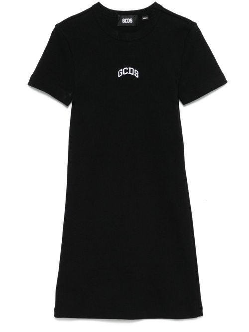Logo-embroidered mini dress - Black
