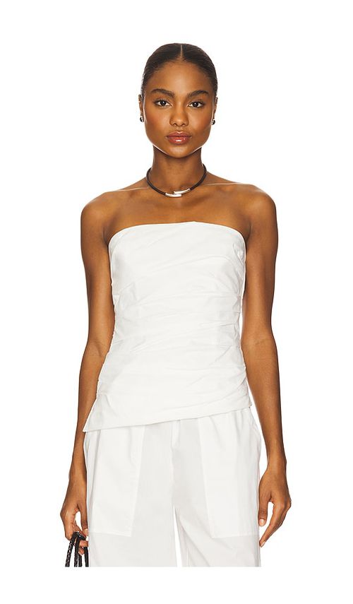 SIMKHAI Emerson Ruched Bustier Top in White. -  6 also in 0, 00