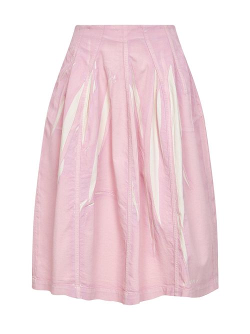 Screen-Printed Flared Skirt — Pink