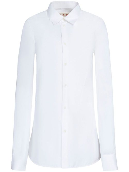 Logo-embroidered cotton shirt - White