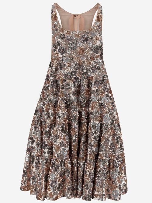 Dress With Floral Paillettes Pattern