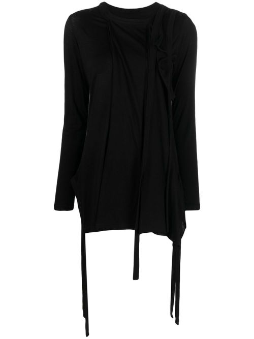 Strap-detail round-neck sweatshirt - Black