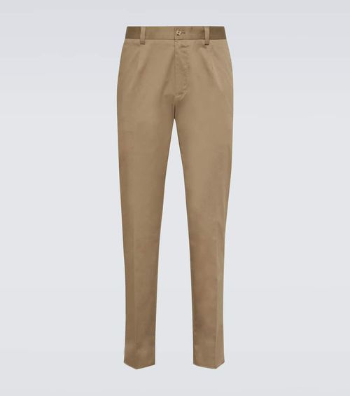 High-rise cotton-blend chinos