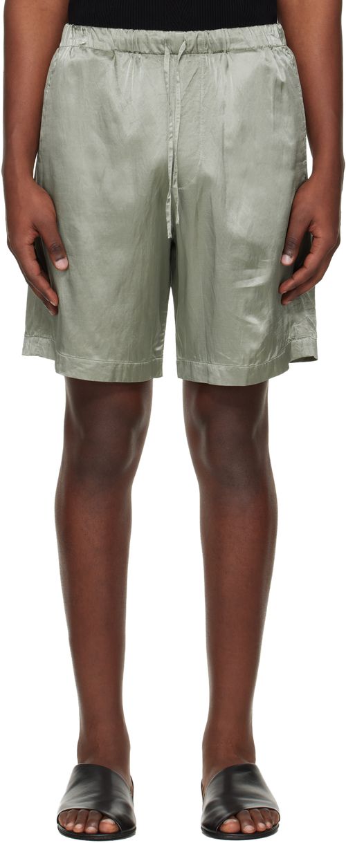 Green Viscose Cotton Shorts