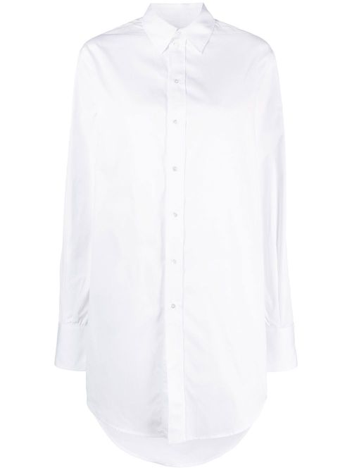Long-length cotton shirt - White