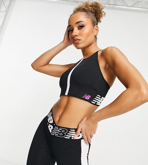 Running Relentless light support long line sports bra in black exclusive to ASOS