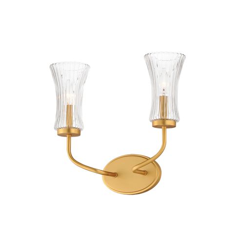 Natural Aged Brass Two Light Wall Sconce from the Camelot Collection