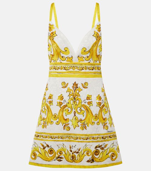 Majolica cotton-blend brocade minidress