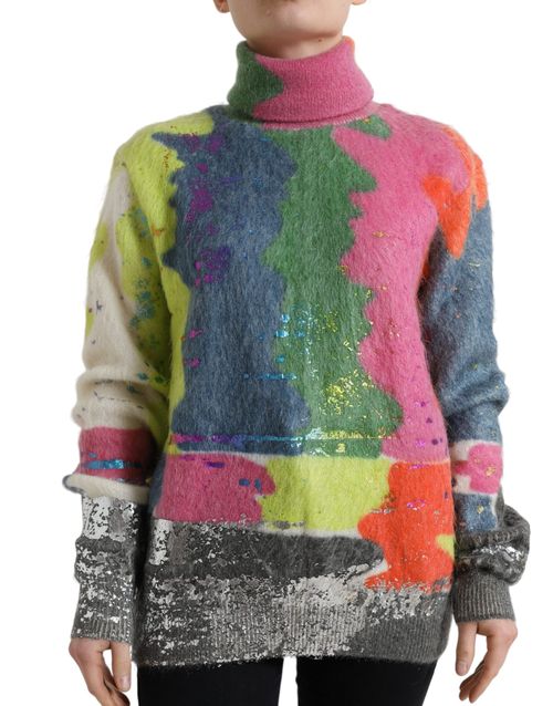 Mohair Turtleneck Sweater — Multicolor