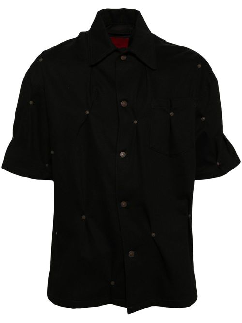 Multi-Rivet denim short sleeves shirt - Black