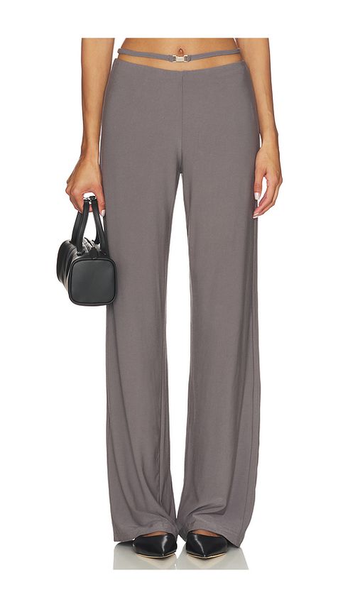 MADISON THE LABEL Windsor Straight Leg Pant in Grey. L. Also in