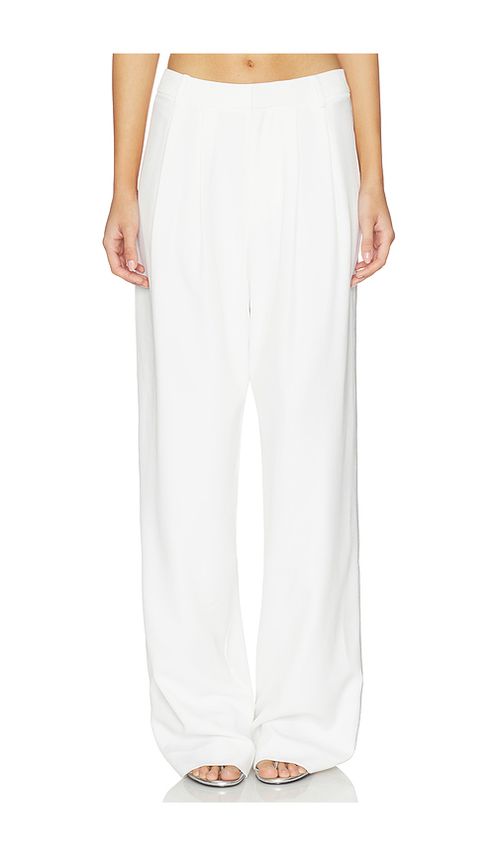 Kate Barton Wool Cotton Pleat Trouser in Ivory. 10 also