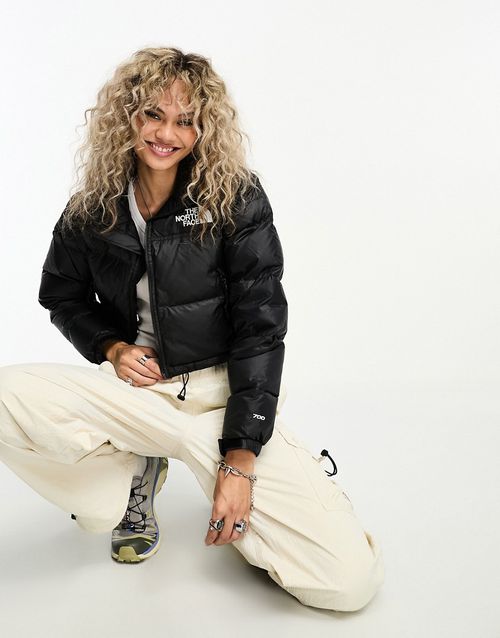 Nuptse cropped down puffer jacket in black