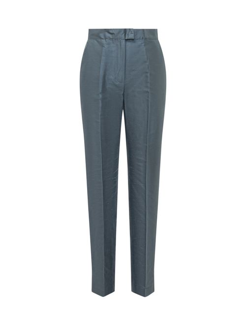 Blue Straight Flat Front Pants