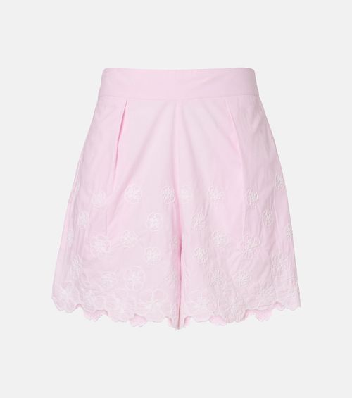 Embroidered cotton poplin shorts