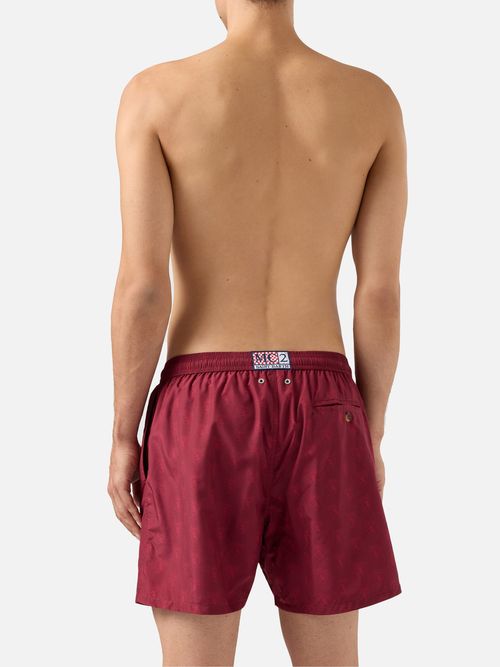 Lightweight Fabric Swim Shorts Lighting With Torino Print Fc Special Edition Bordeaux Swimshort - Men