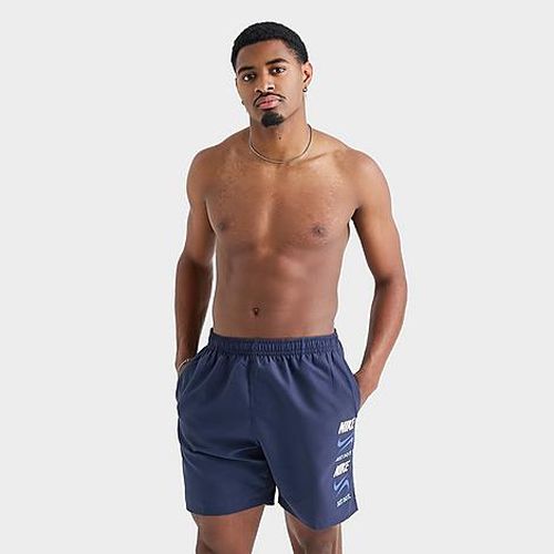 Men's Swim Stack Logo Volley Shorts in Midnight Navy