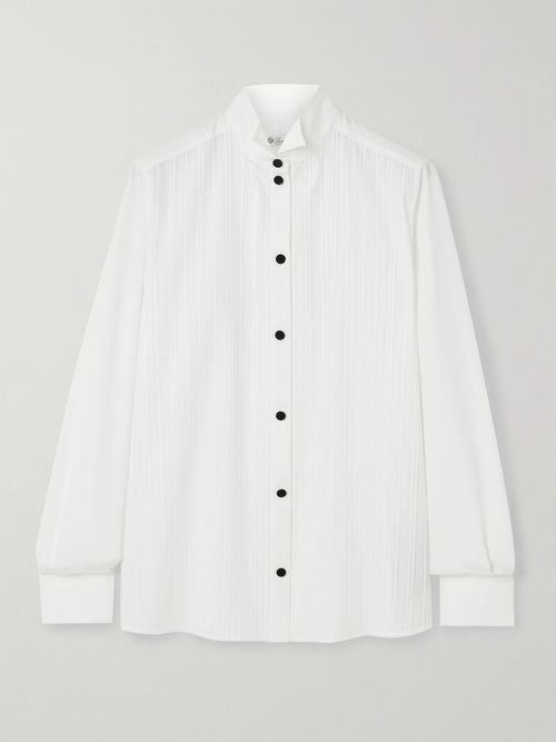 Hadiya Pleated Cotton-poplin Shirt - White