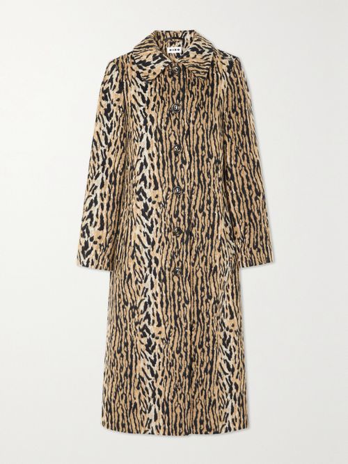 Milly Leopard-print Felt Coat - Brown