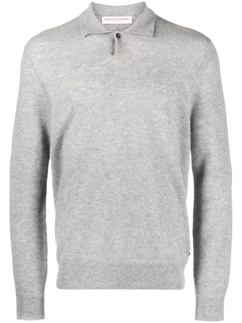 Short-sleeved cashmere polo shirt - Grey