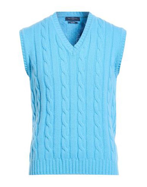 Man Sweater Azure Size L Merino Wool