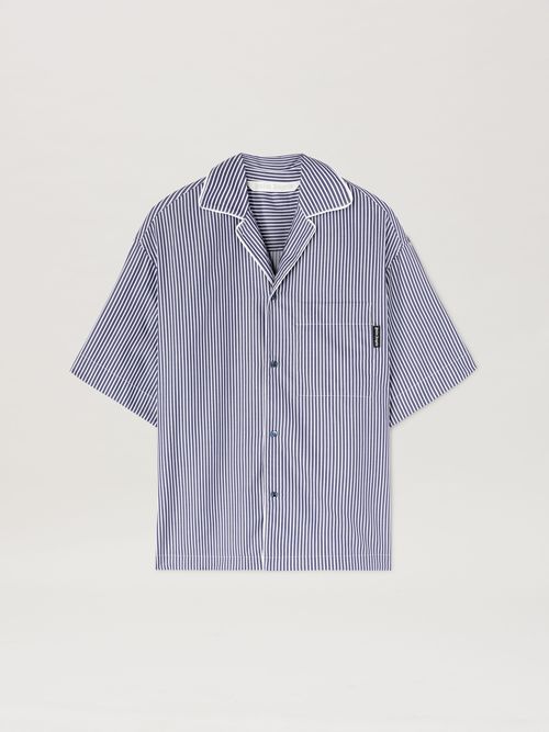 Curved Logo Striped Shirt Navy Blue - Of Woman  Navy Blue