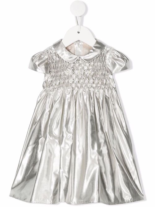 Shantung metallic-effect dress - Silver