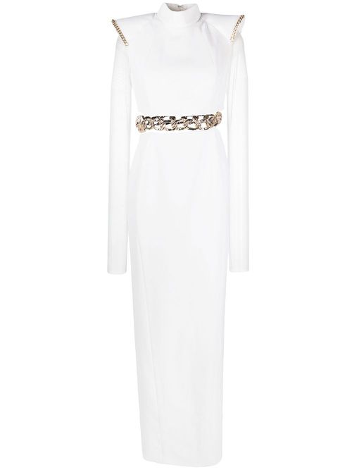 Chain-detail maxi dress - White