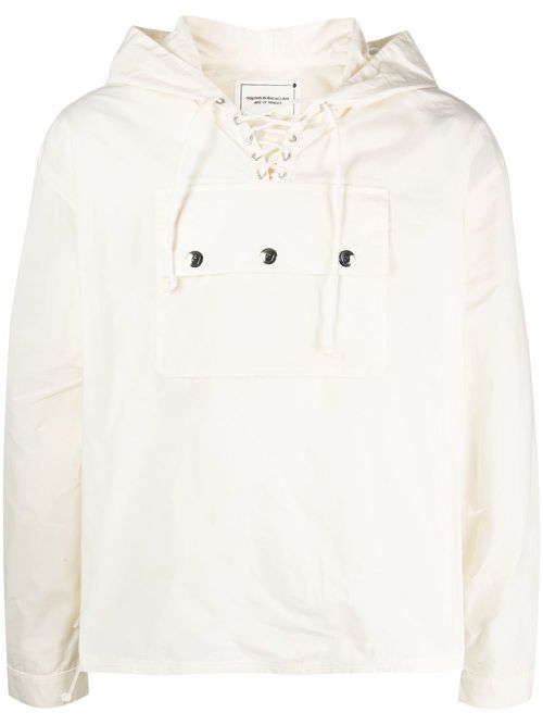 Lace-up Hooded-Parka jacket - White