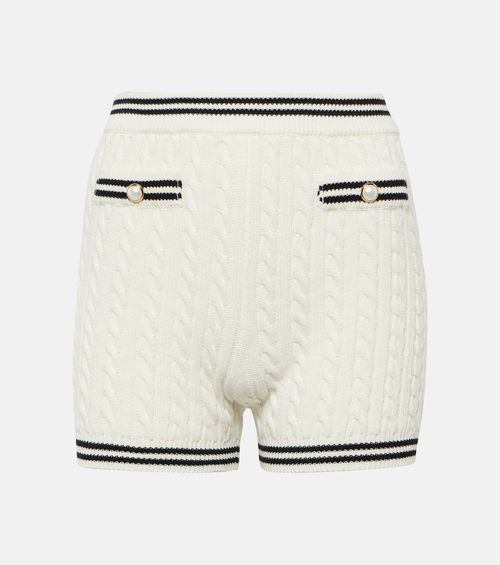 Striped cable-knit cotton shorts