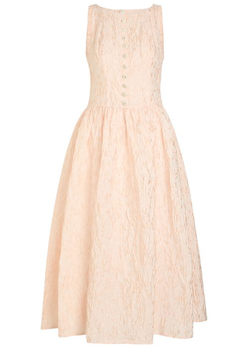 Sun Soaked Floral-jacquard Cloqué Midi Dress