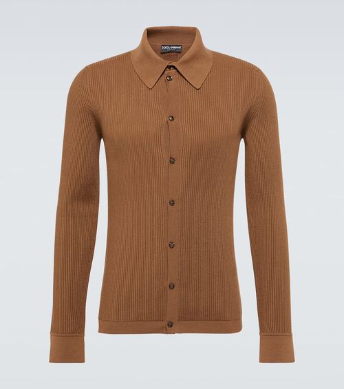 Wool-blend polo sweater
