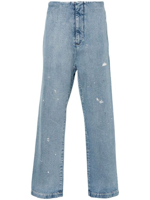 Paint-splatter straight-leg jeans - Blue
