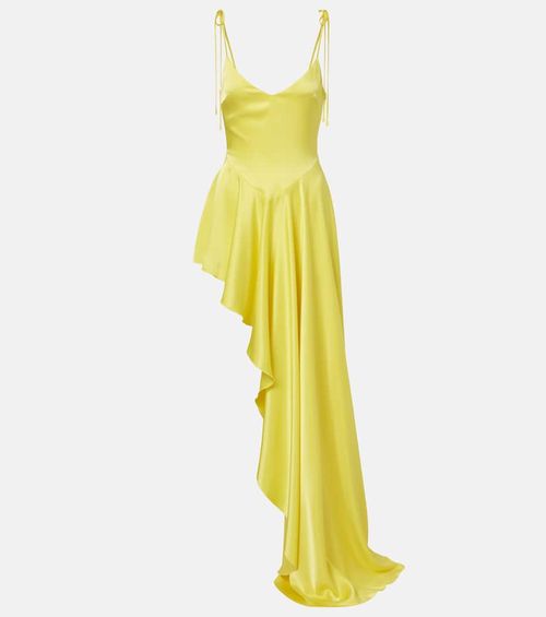Asymmetric draped satin minidress