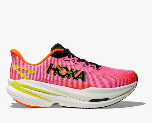 HOKA Women's Mach X 3 Shoes in Neon Rose/Neon Tangerine