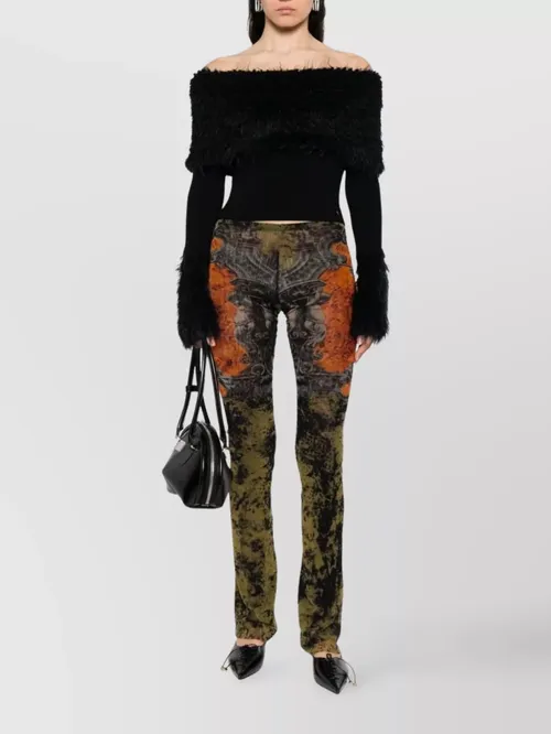 Jean Paul Gaultier - knitwear with off-the-shoulder design and faux fur tri