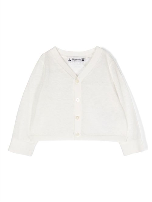 Fine-knit V-neck cardigan - White