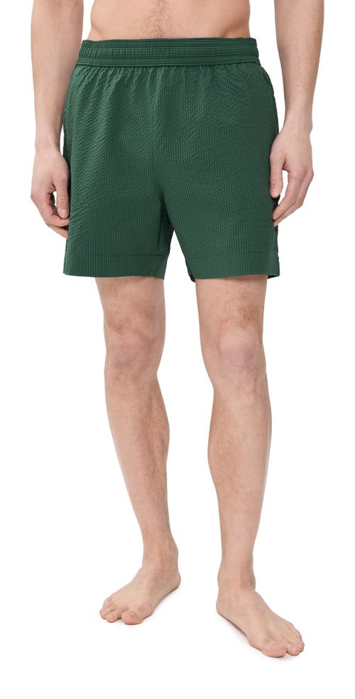 Seersucker Swim Shorts Bottle Green