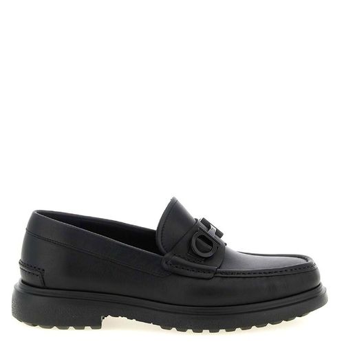 Gancini Buckle Leather Loafers
